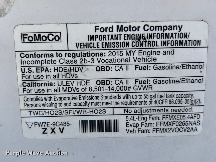 image for item EC8283 2015 Ford E350 Super Duty box truck