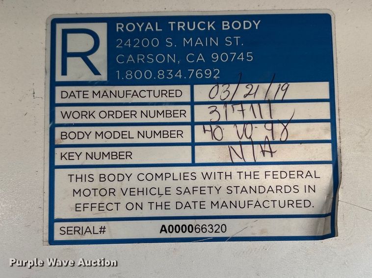 image for item EC8301 2019 Ford F250 Super Duty Ext. Cab utility bed pickup truck