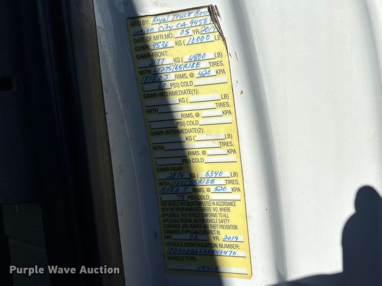 image for item EC8301 2019 Ford F250 Super Duty Ext. Cab utility bed pickup truck