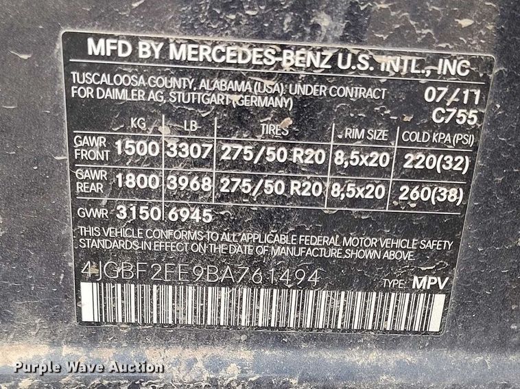 image for item EC8979 2011 Mercedes Benz GL350 SUV