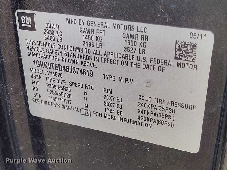 image for item EC8980 2011 GMC Acadia Denali SUV