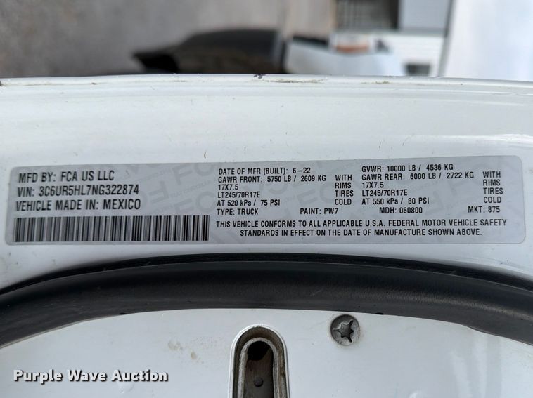 image for item ED5154 2022 RAM 2500 Crew Cab pickup truck