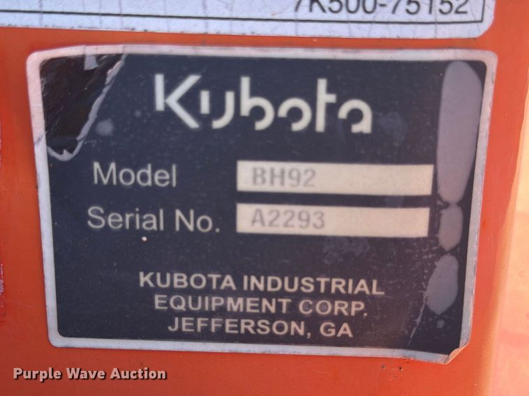 image for item ED5180 Kubota BH92 backhoe attachment