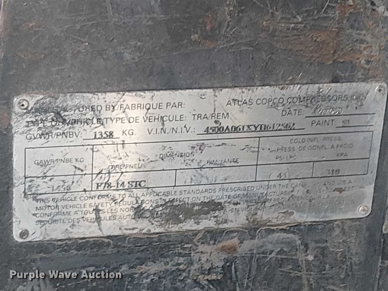 image for item EE5228 2000 Atlas Copco XAS96 air compressor