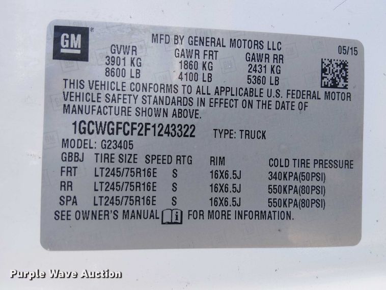 image for item EE5232 2015 Chevrolet Express 2500 van