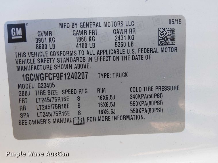 image for item EE5233 2015 Chevrolet Express 2500 van