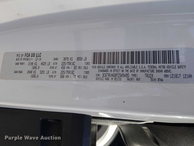 image for item EE5234 2015 RAM Promaster 1500 van