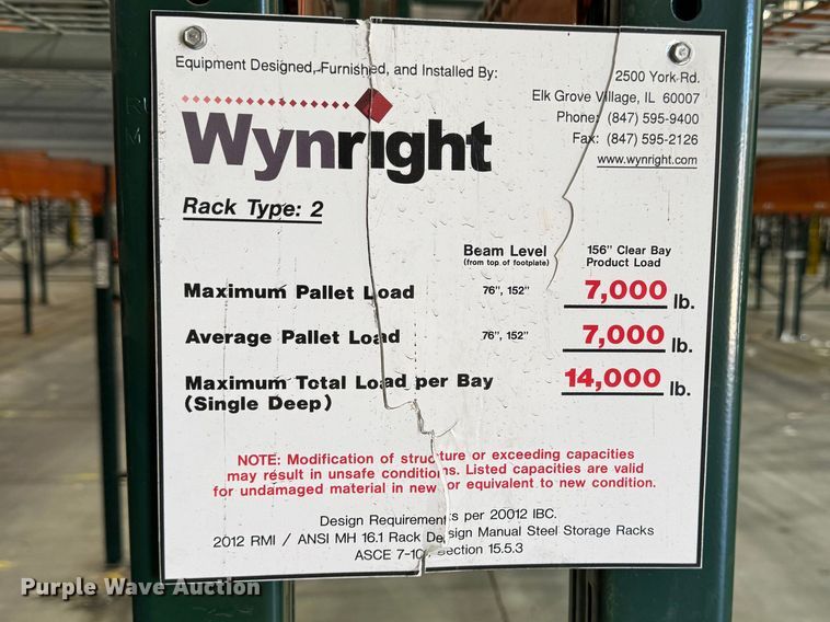 image for item EF1021 Wynright Rack Type 2 pallet racking