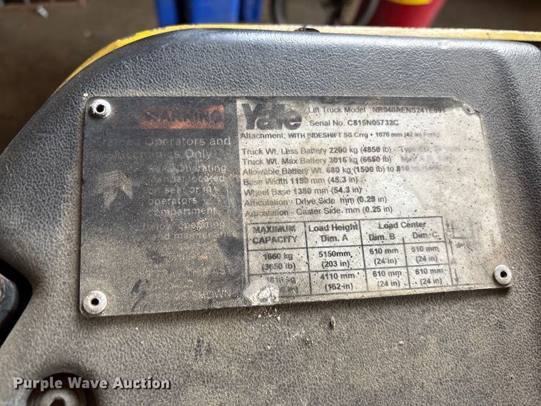 image for item EF1022 Yale NR040AENS24TE091 forklift