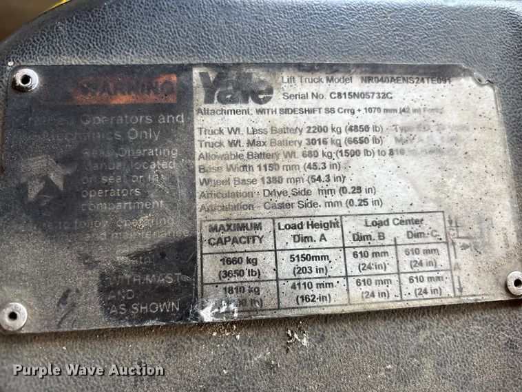 image for item EF1022 Yale NR040AENS24TE091 forklift