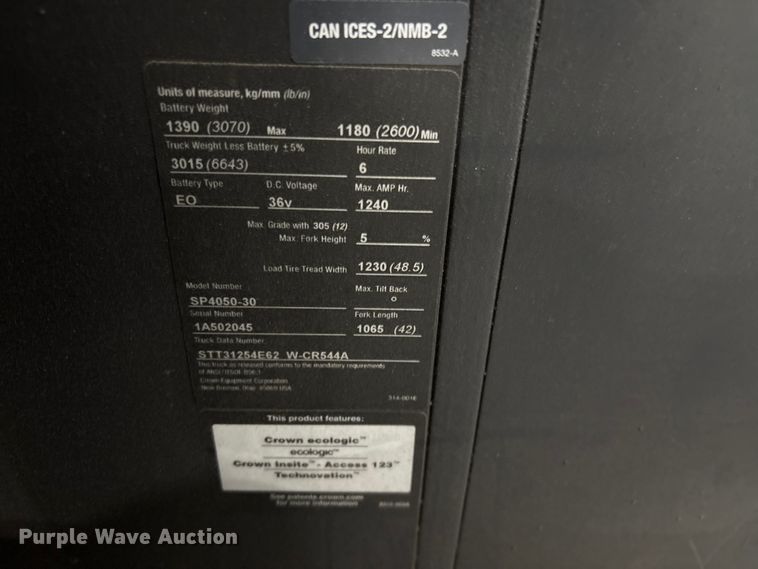 image for item EF1035 2017 Crown SP4050-30 order picker