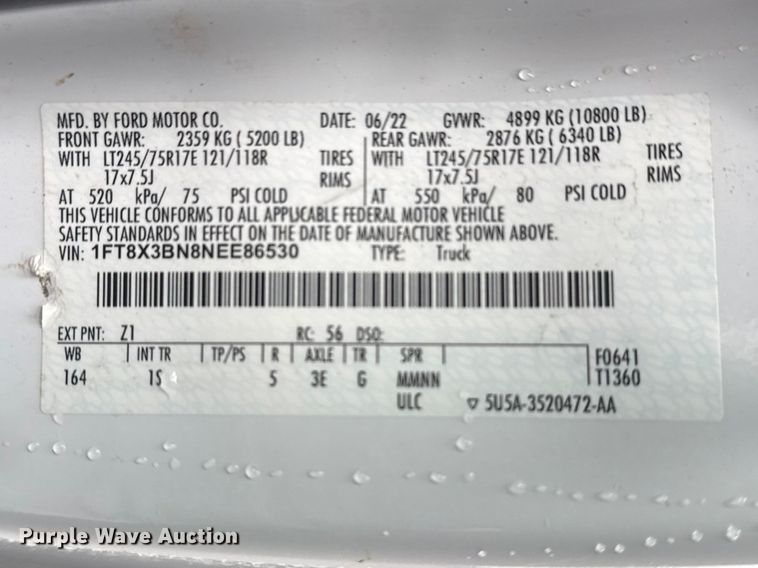 image for item EG2158 2022 Ford F350 Super Duty XL Ext. Cab flatbed pickup truck