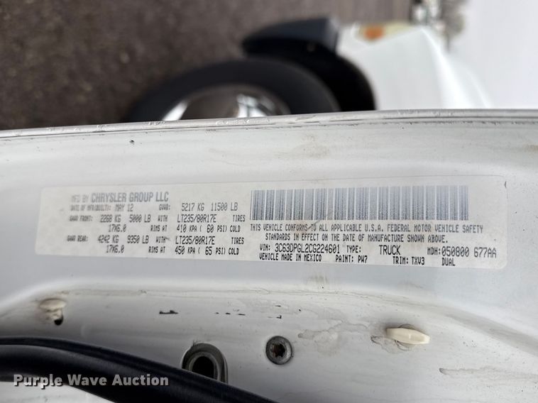 image for item EG2164 2012 Dodge Ram 3500 Crew Cab flatbed pickup truck