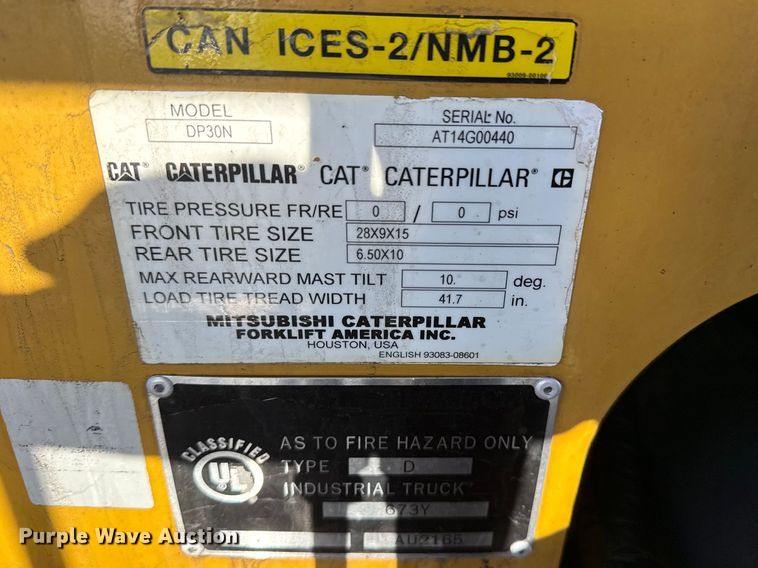 image for item EG8882 2017 Caterpillar DP30N forklift