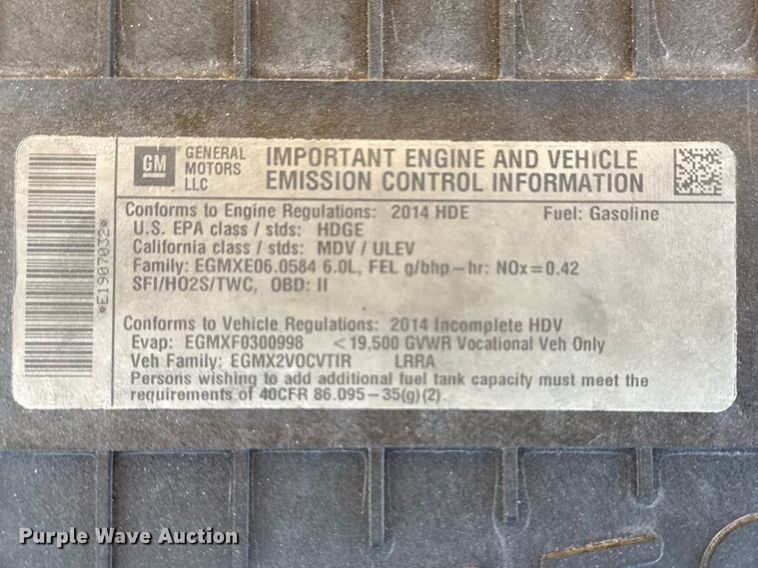 image for item EG8899 2014 GMC Savana box truck