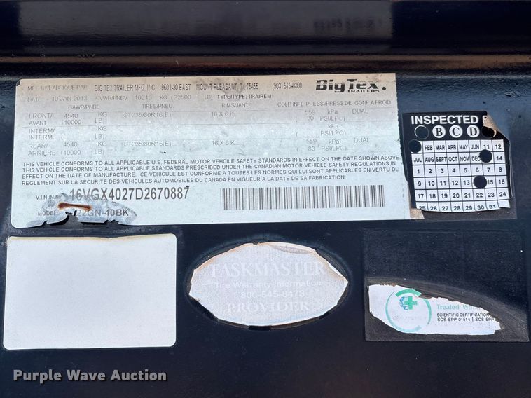 image for item EO4048 2013 Big Tex 22GN flatbed trailer