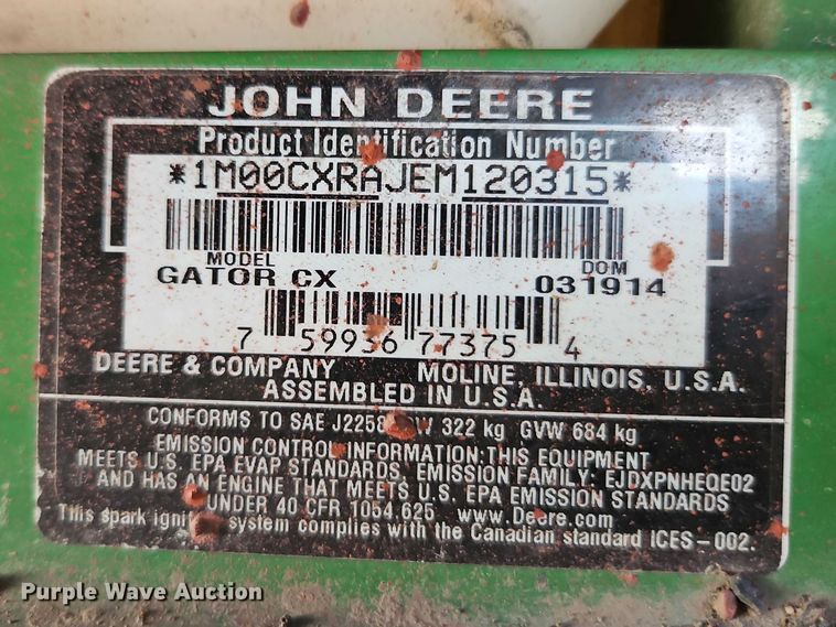 image for item EO7132 2014 John Deere Gator CX utility vehicle