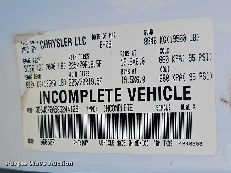 image for item EO7149 2008 Dodge Ram 5500 utility / service truck