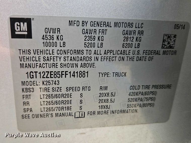 image for item EO7164 2015 GMC Sierra 2500HD Crew Cab pickup truck