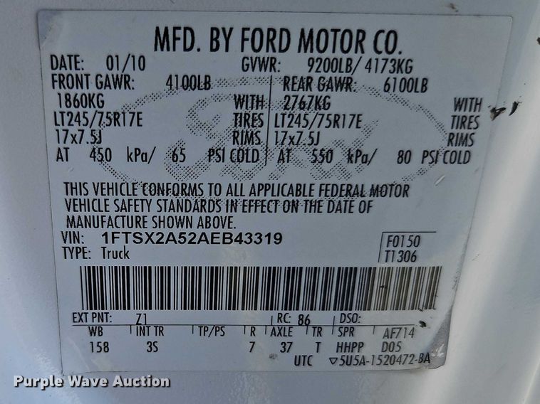 image for item EO7175 2010 Ford F250 Super Duty Ext. Cab pickup truck