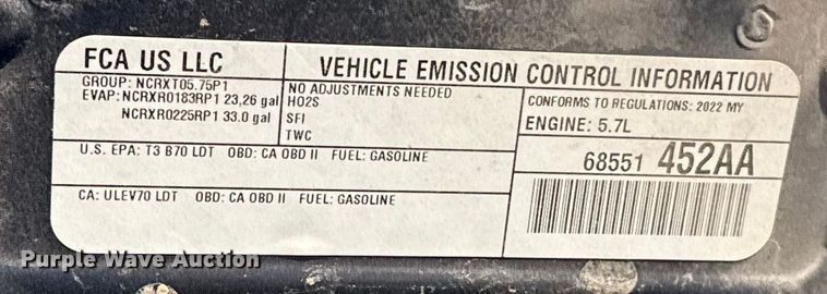 image for item ES5781 2022 RAM 1500 Crew Cab pickup truck