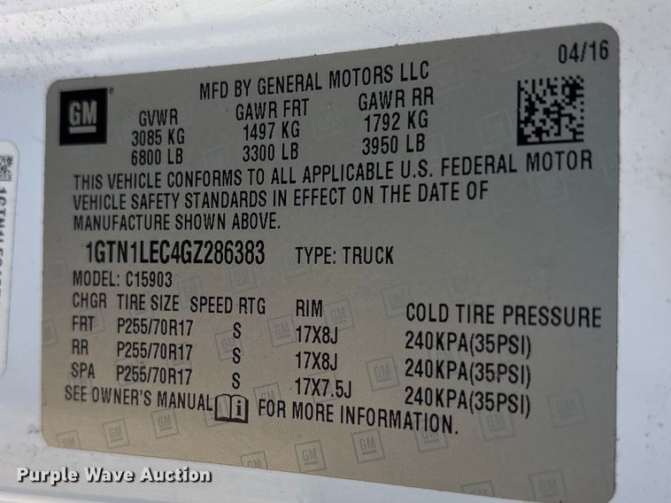 image for item ES8726 2016 GMC Sierra 1500 pickup truck