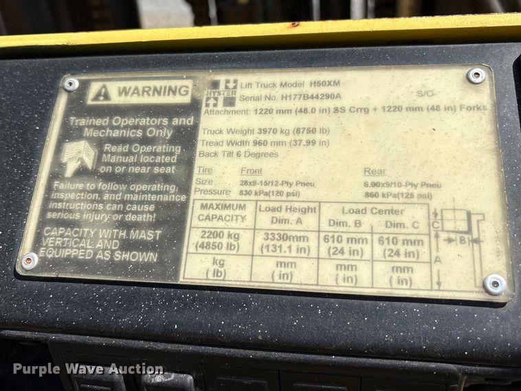 image for item ES8728 Hyster H50XM forklift