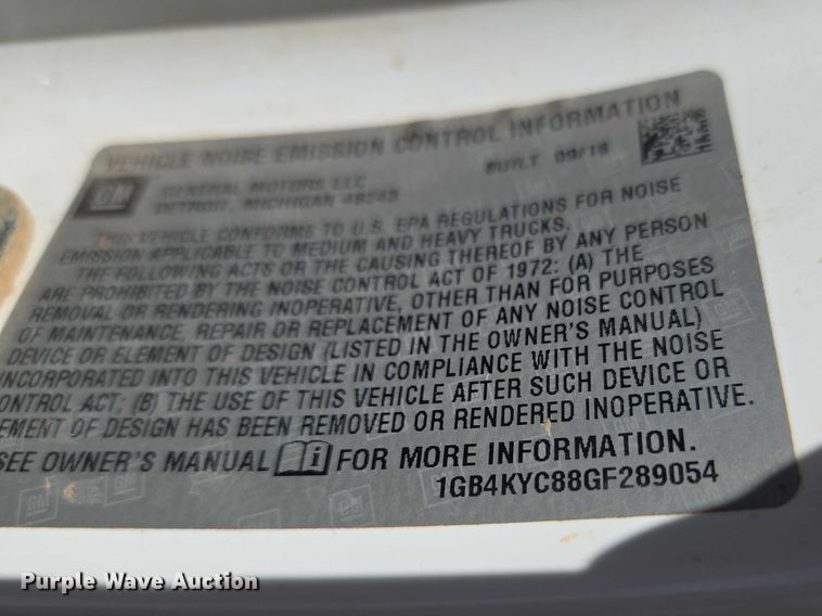 image for item ET1489 2016 Chevrolet Silverado 3500HD Crew Cab flatbed pickup truck