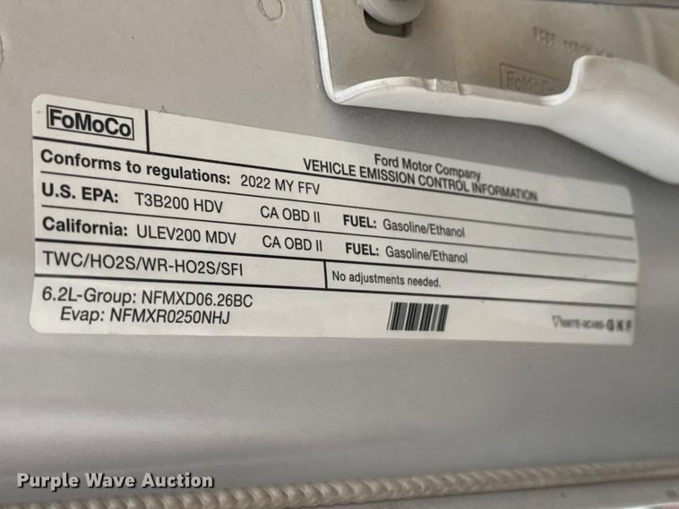 image for item ET1721 2022 Ford F250 XLT Ext. Cab pickup truck