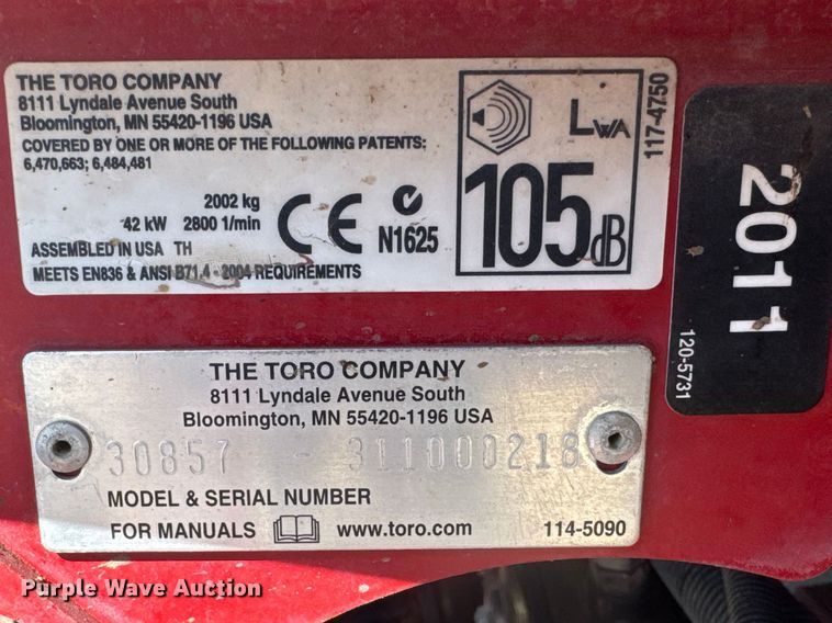 image for item ET1820 2011 Toro Groundsmaster 4500D lawn mower