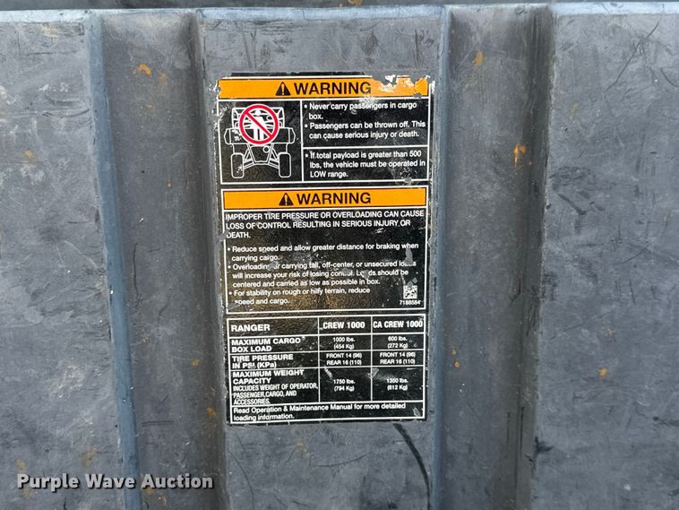 image for item ET1834 2019 Polaris Ranger XP 1000 utility vehicle