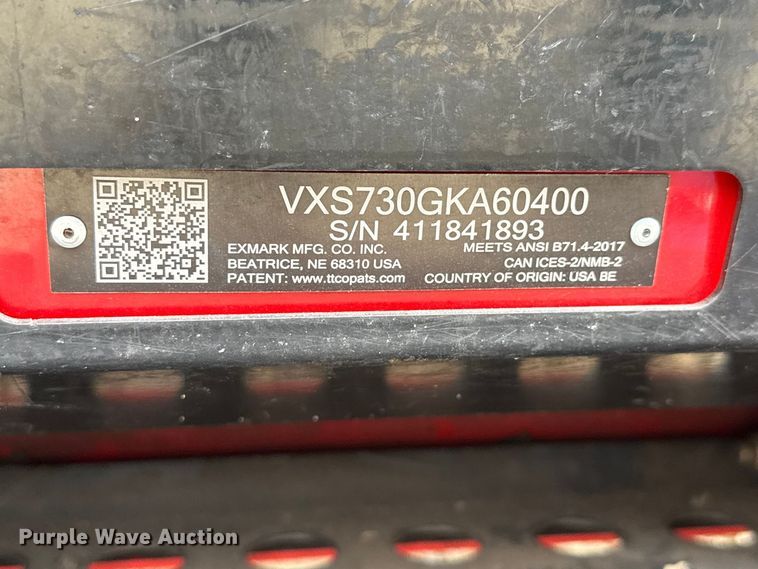 image for item ET1852 2015 EXmark Vertex S-Series ZTR lawn mower