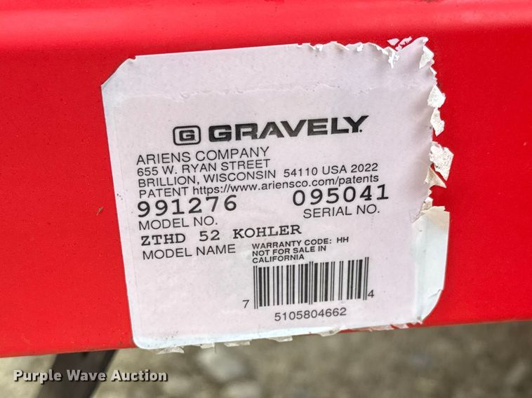 image for item ET1855 2022 Gravely ZT/HD ZTR lawn mower