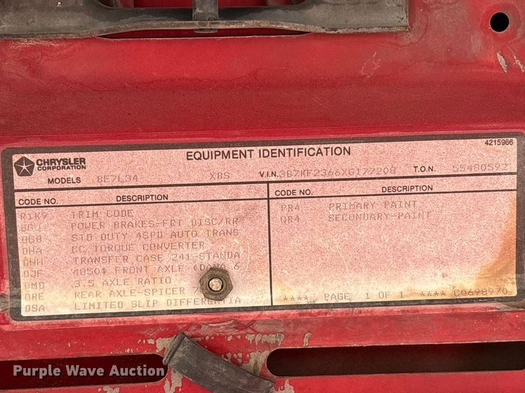 image for item EU0404 1999 Dodge Ram 2500 Ext. Cab pickup truck