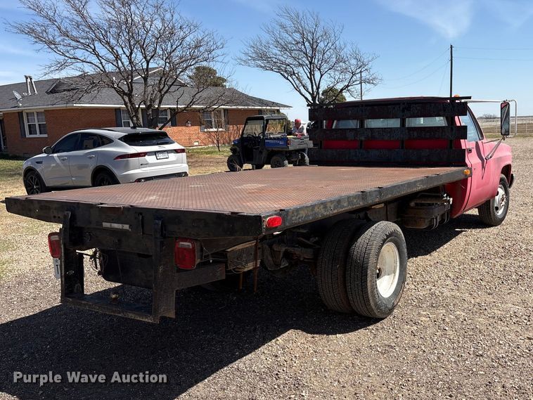 image for item EU0408 1983 Chevrolet C30 flatbed pickup truck