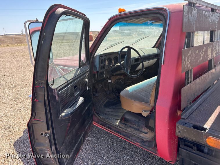 image for item EU0408 1983 Chevrolet C30 flatbed pickup truck