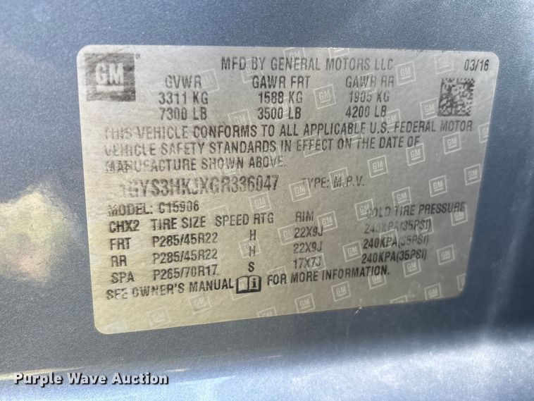 image for item EU7418 2016 Cadillac Escalade SUV