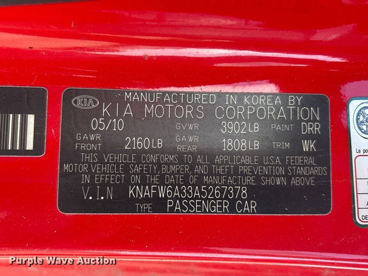 image for item EU7421 2010 KIA Forte 