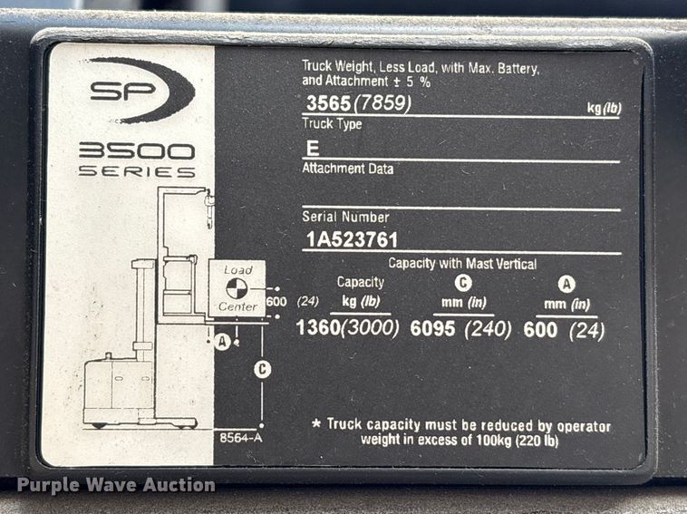 image for item EU7469 2018 Crown SP3520-30 order picker