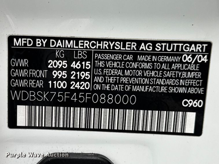 image for item EV7601 2005 Mercedes-Benz SL500 