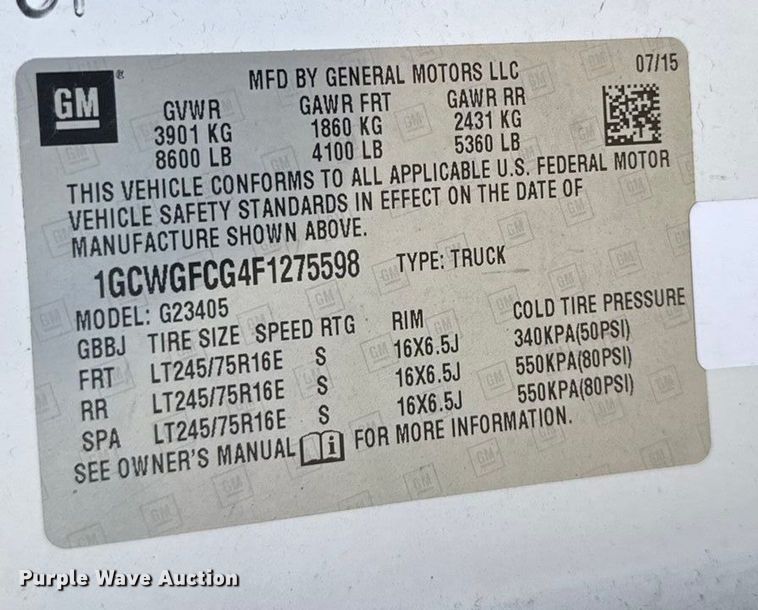 image for item FB0723 2015 Chevrolet Express 2500 van