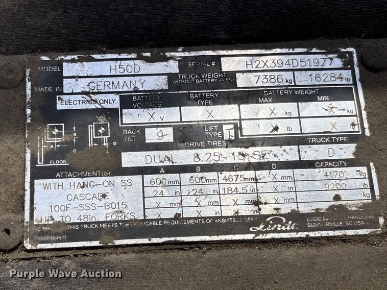 image for item FB3239 2013 Linde H50D forklift