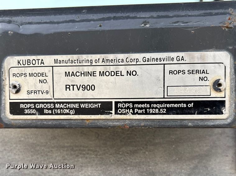 image for item FB3257 2007 Kubota RTV900 utility vehicle