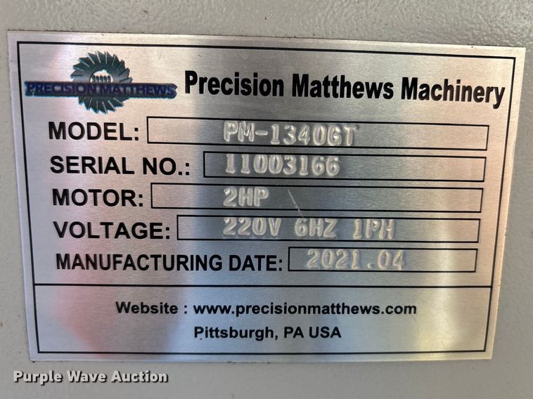image for item FB3588 2021 Precision Matthews Machinery PM-1340GT lathe