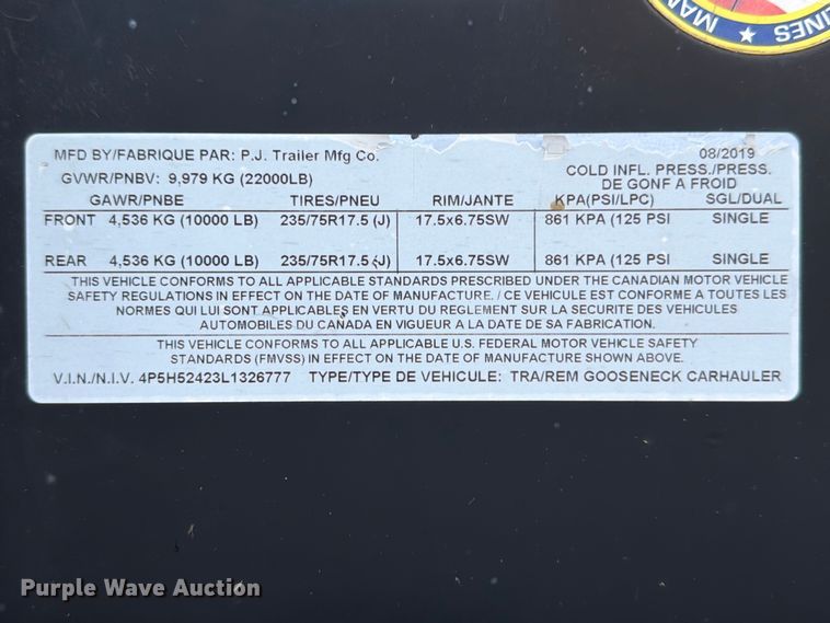 image for item FB8003 2020 PJ equipment trailer