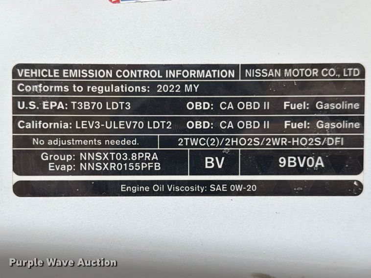 image for item FB8022 2022 Nissan Frontier Crew Cab pickup truck