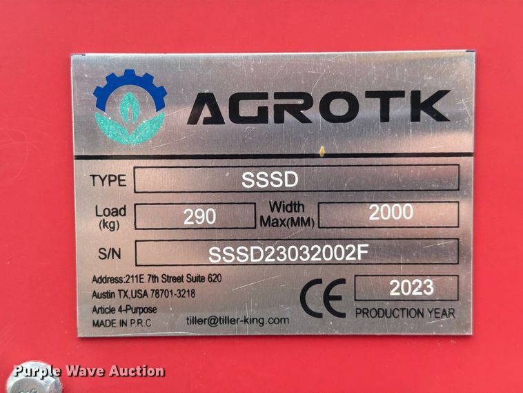 image for item FB8103 2023 Agrotk SSSD skid steer seeder