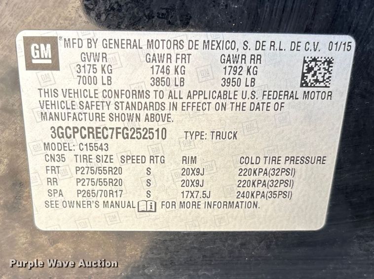 image for item FC2112 2015 Chevrolet Silverado 1500 LT Crew Cab pickup truck