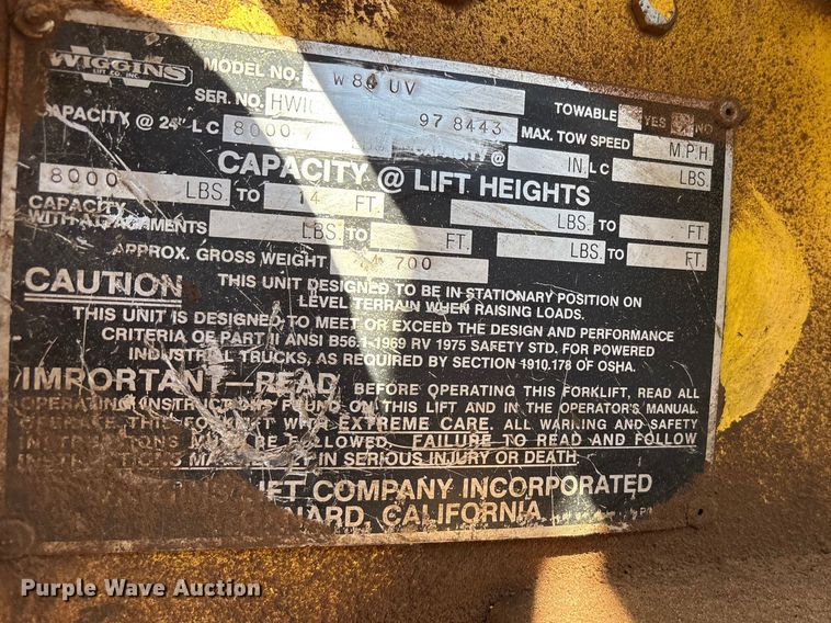 image for item FC2117 1997 Wiggins W84 VU forklift