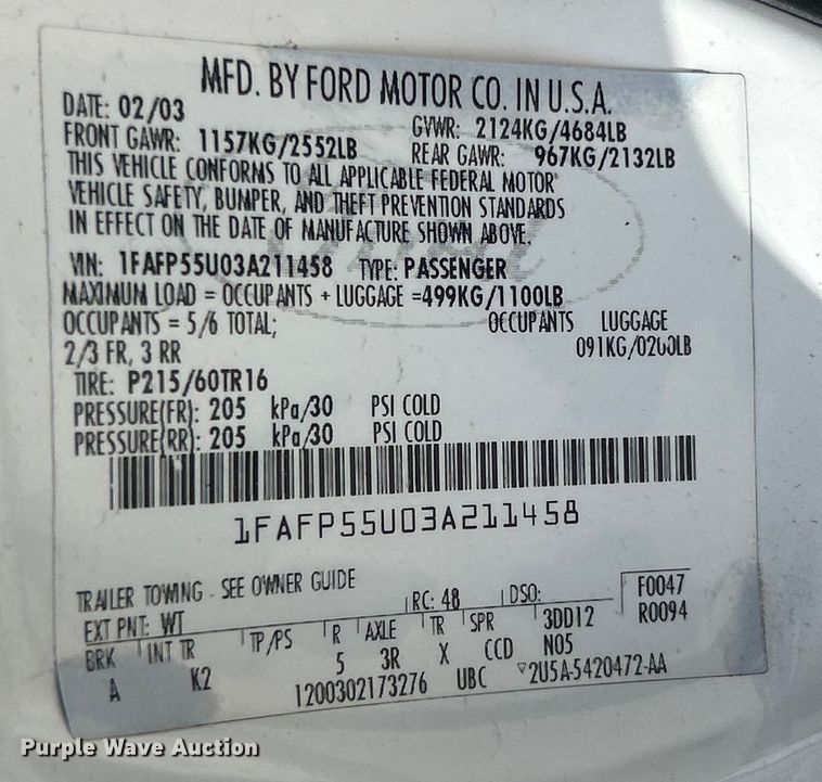 image for item FC5057 2003 Ford Taurus 